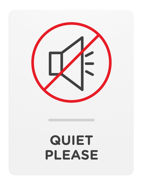 Quiet Please_Sign_Door-Wall Mount_8x 6_6mm Thick Solid Surface Sign with Inlay Resins_Self AdhesiveProhibition sign
